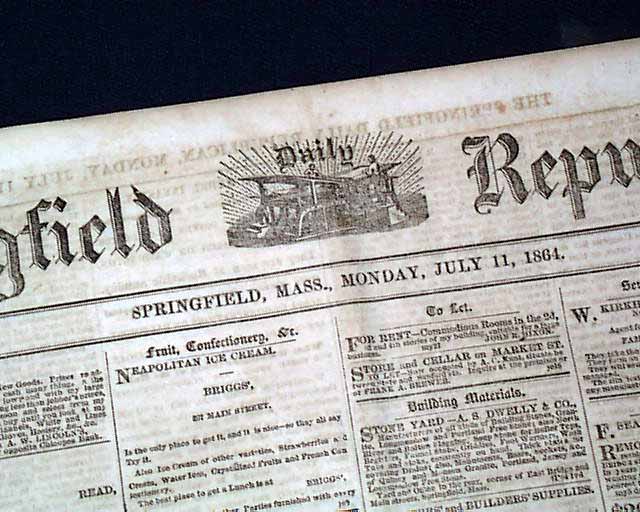 1864 Springfield Massachusetts Newspaper....