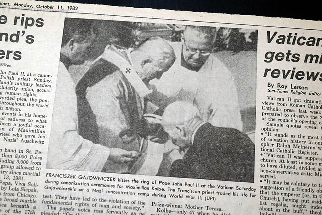 1982 cannonization of Saint Maximilian Kolbe...