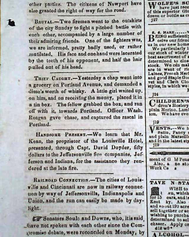 1853 LOUISVILLE KY Newspaper Pre Civil War SLAVE ADS ...