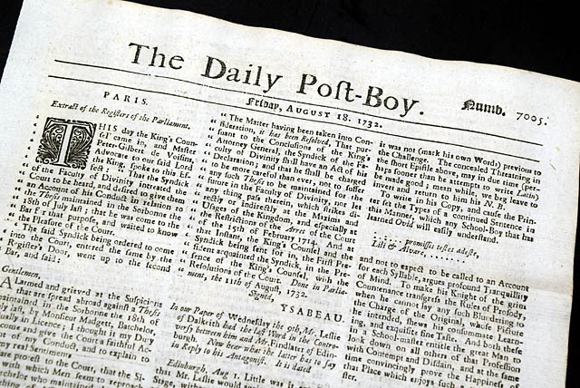 An early 1732 London newspaper...