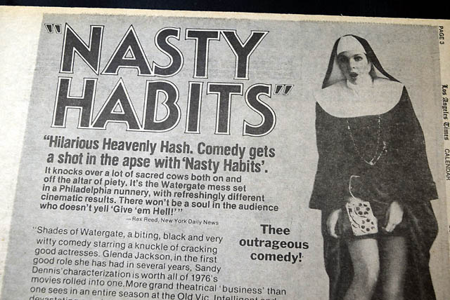 1977 opening day "Nasty Habits" film advertisement...