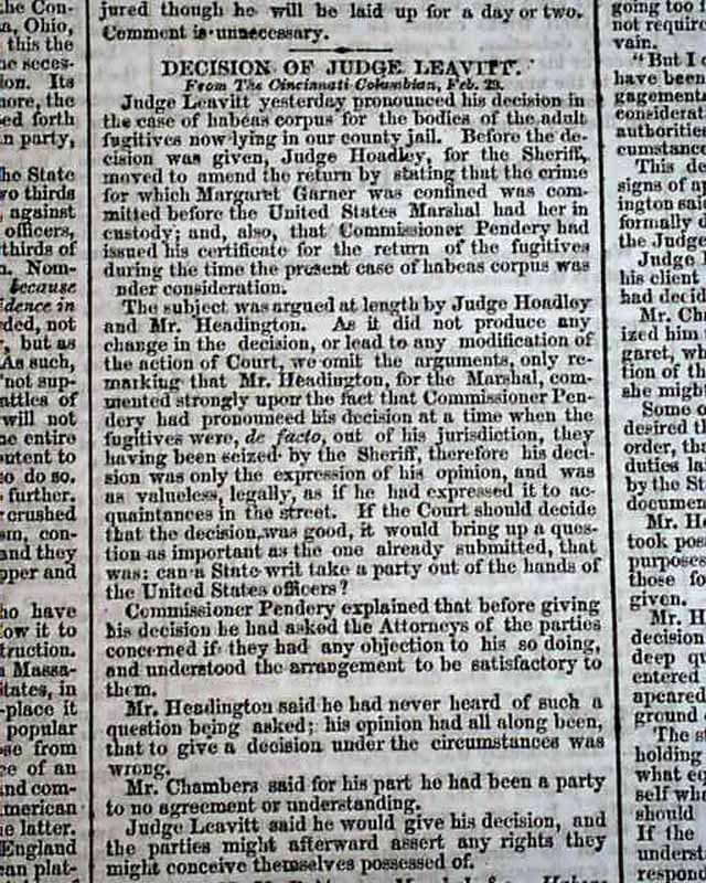 The famous slave case of Margaret Garner... - RareNewspapers.com