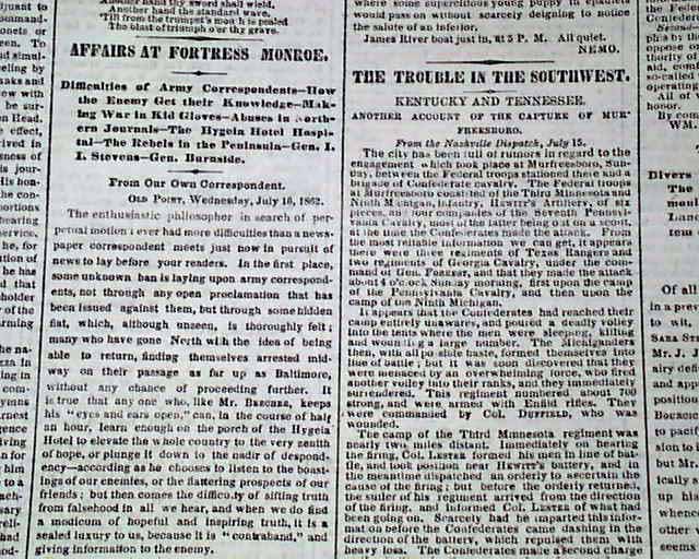 1862 Ashland VA Civil War Newwspaper.... - RareNewspapers.com