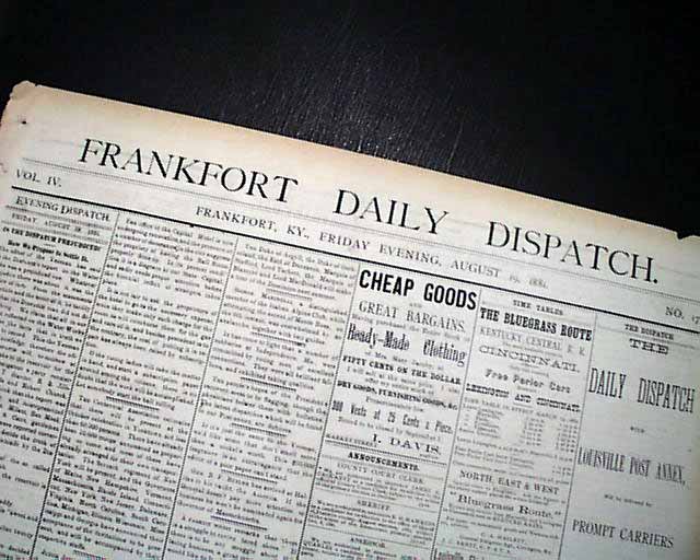 Rare 1881 Frankfort KY...