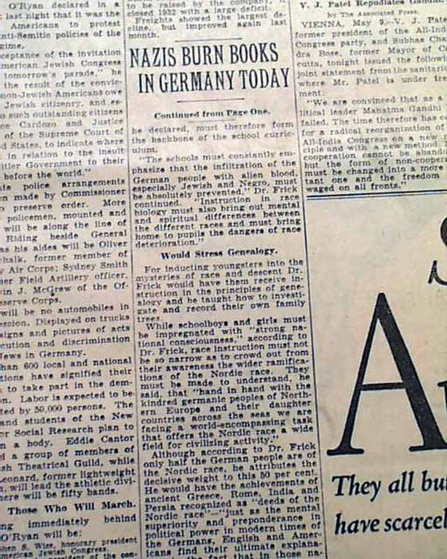 Infamous Nazis book burnings in 1933... - RareNewspapers.com