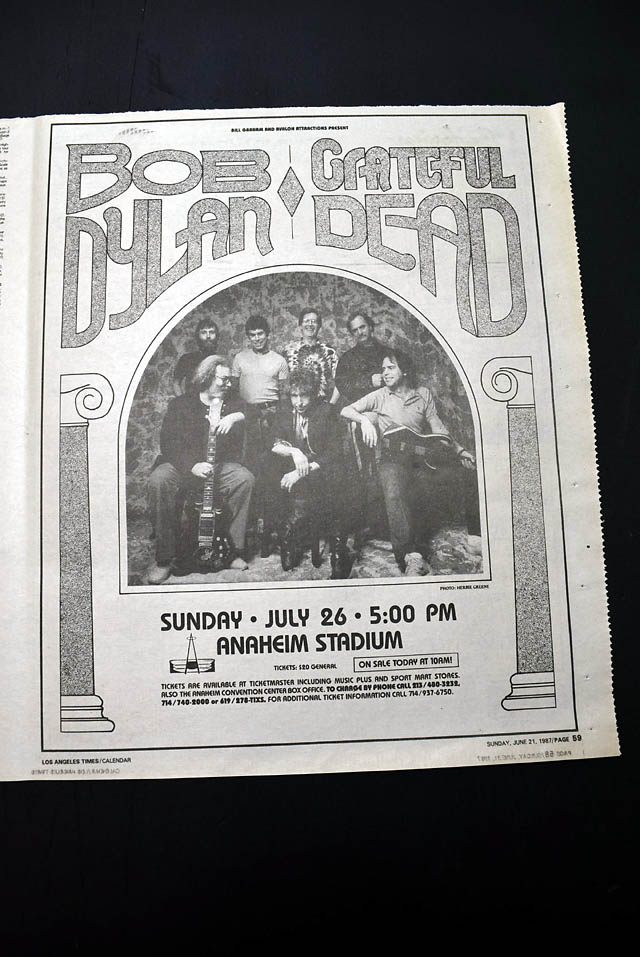 1987  "Dylan & The Dead" live L.A. concert advertisement...