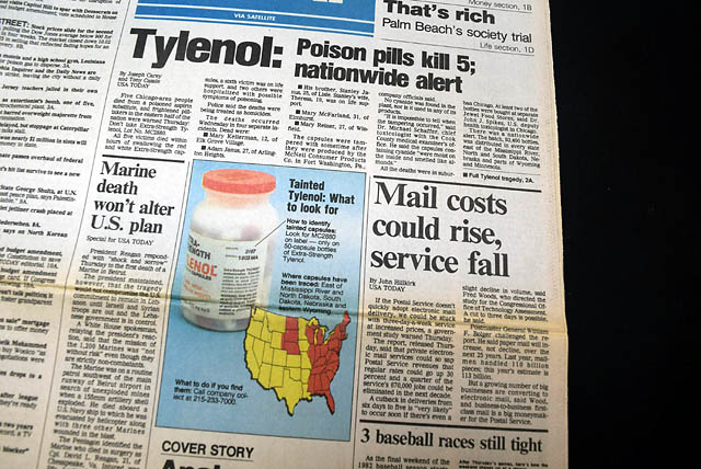 1982 Tylenol Scare 1st reported...