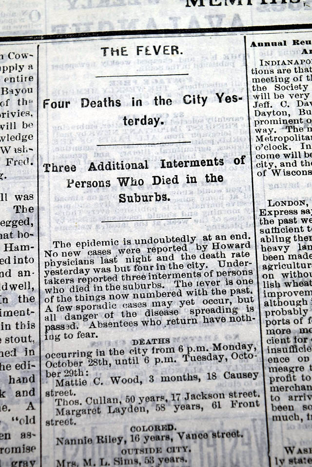 1878 Yellow Fever epidemic... Mississippi Valley...