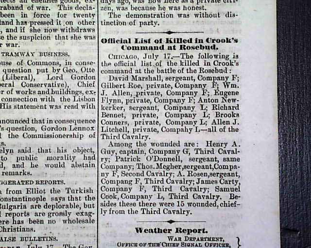 re. Battle of Rosebud... Montana...