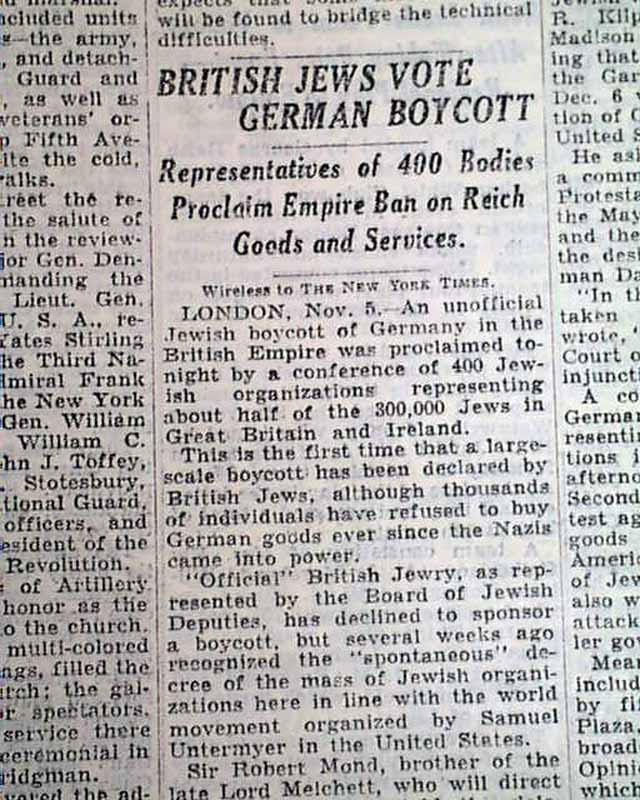 Jews boycott on German goods... tensions brewing... early Nazi Germany ...