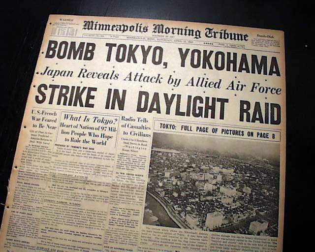 1942 Doolittle Raid Of Japan Rarenewspapers Com