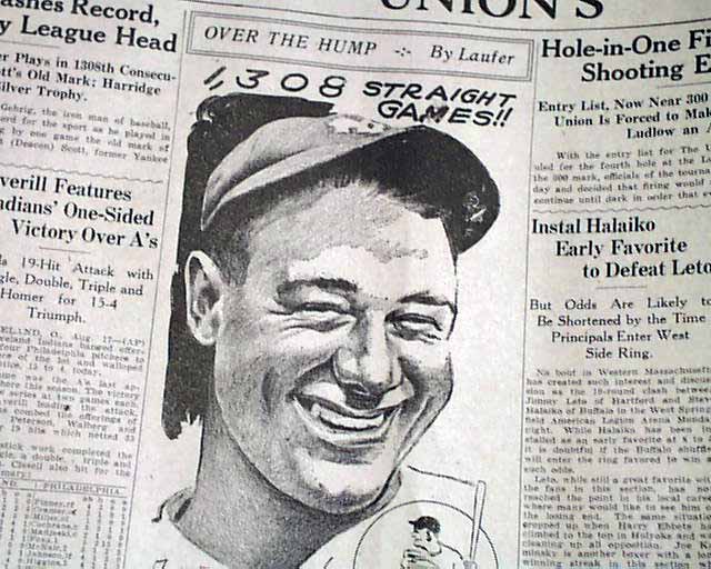 Lou Gehrig played his last baseball game 78 years ago today — A