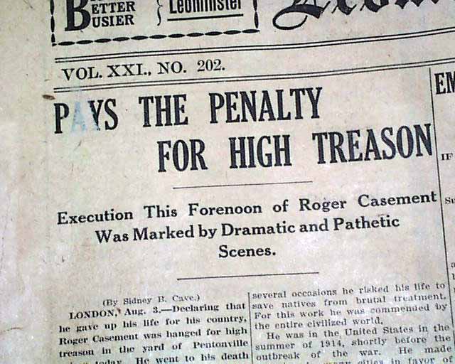 Roger Casement executed in 1916....