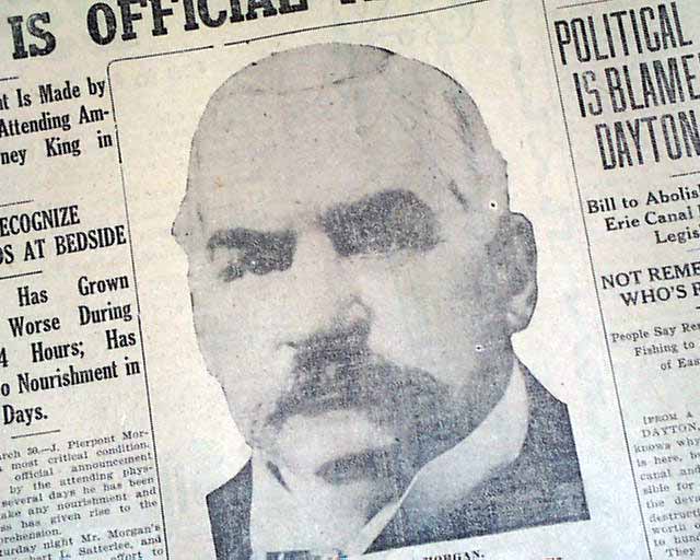 John Pierpont Morgan dying... America's financial titan...