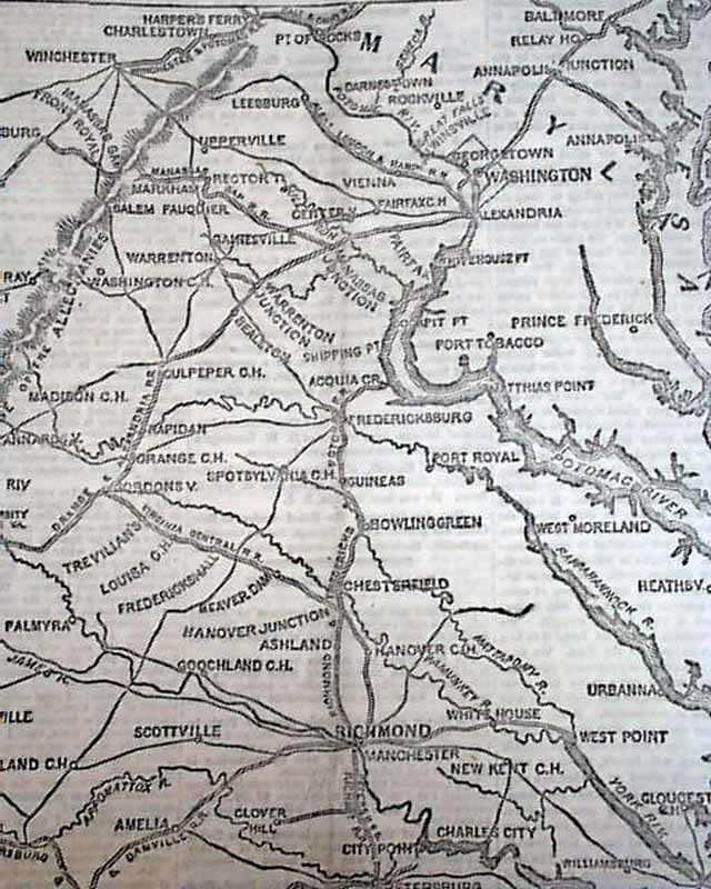 Civil War map shows Maryland & Virginia... - RareNewspapers.com