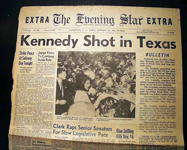 Kennedy's assassination, in a Washington, D.C. newspaper ...