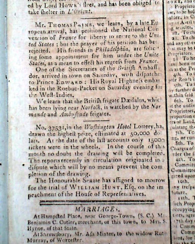 Thomas Paine attempts to leave France...