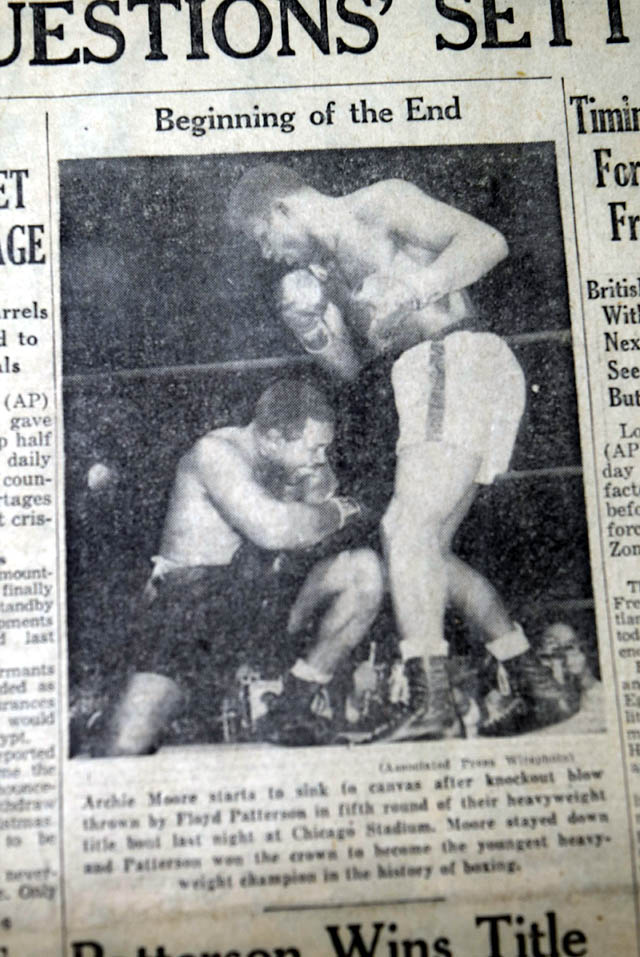 Floyd Patterson wins heavyweight boxing title...
