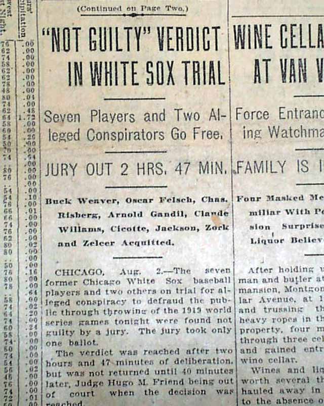 Jury Nullification and the Not Guilty Verdicts in the Black Sox Case –  Society for American Baseball Research