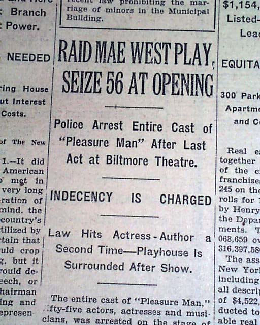 Mae West Arrested More In 1928 RareNewspapers com