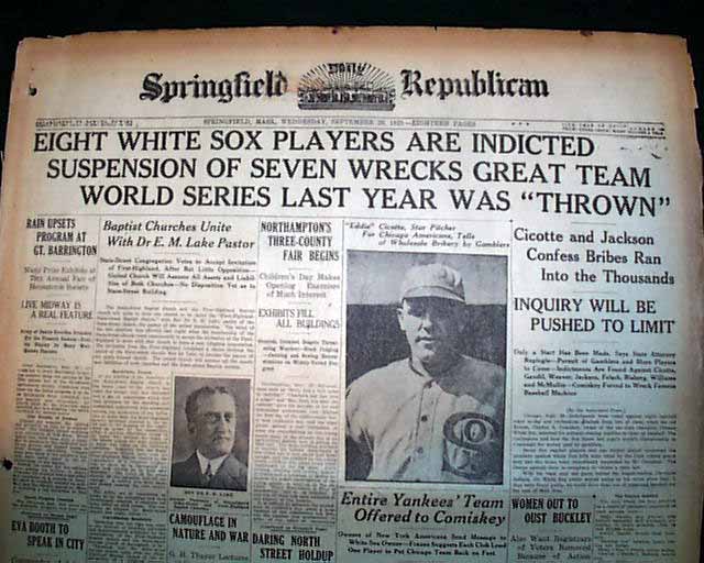 One of the best headlines on the Black Sox scandal to be had 
