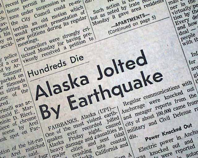 The Great Alaskan Earthquake... - RareNewspapers.com