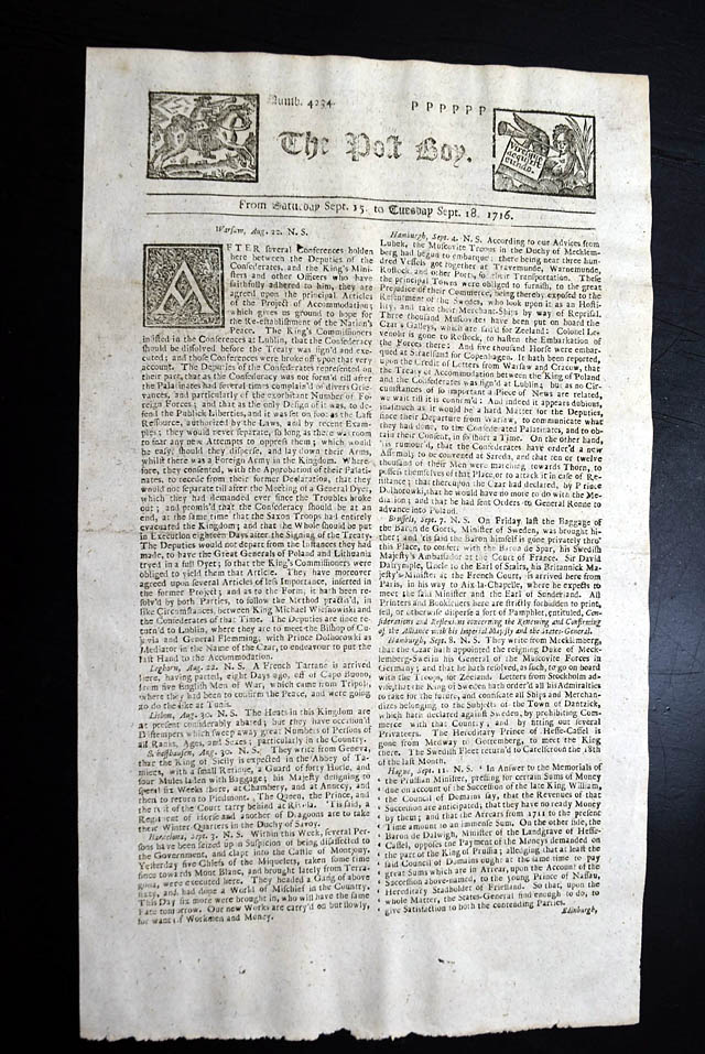A displayable 18th century newspaper...
