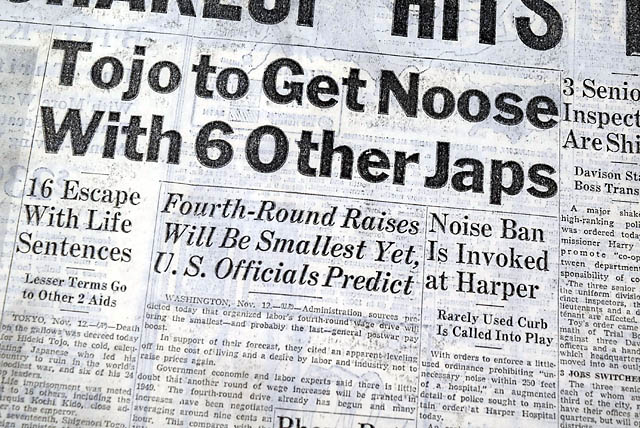 1948 Hideki Tojo sentenced to hang....