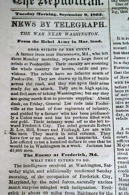 Poolesville MD Maryland 1862 Civil War... - RareNewspapers.com