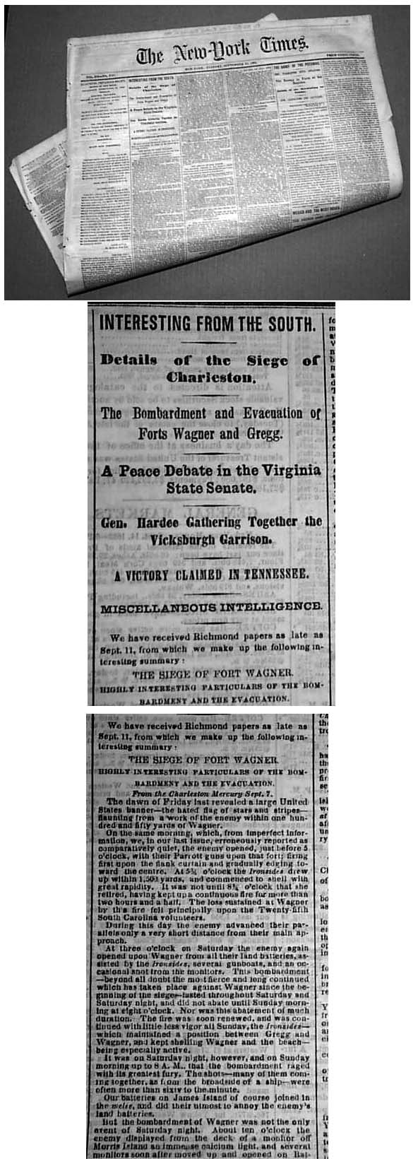 1863 Civil War Newspaper FORT WAGNER GREGG SC