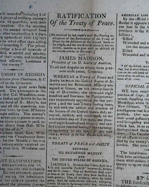 On the end of the War of 1812... -