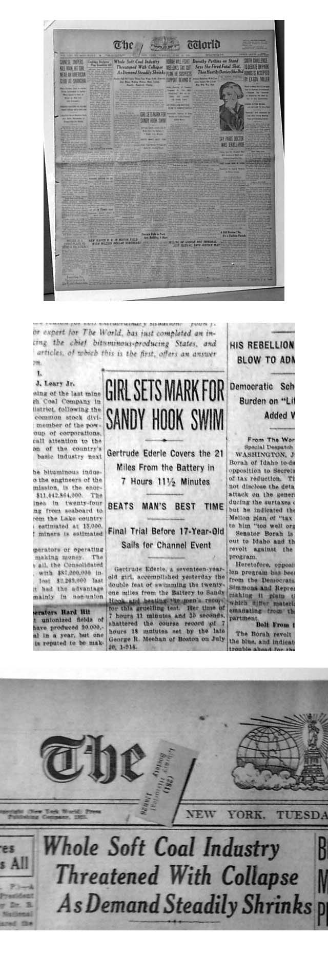 Ruth Ederle breaks swimming set by a man... -
